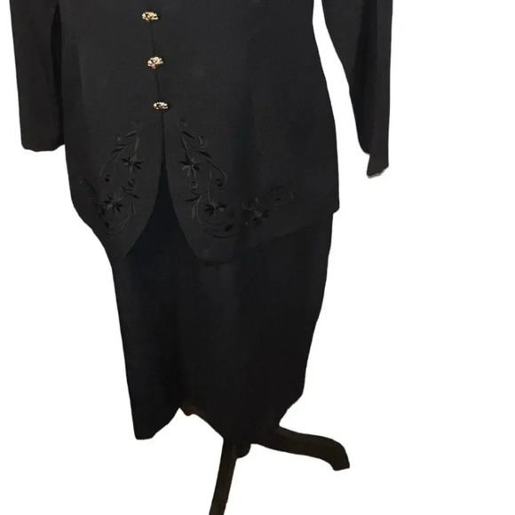 Melissa Petites size Large jacket skirt 1piece set black w/gold accent buttons  - Picture 9 of 9
